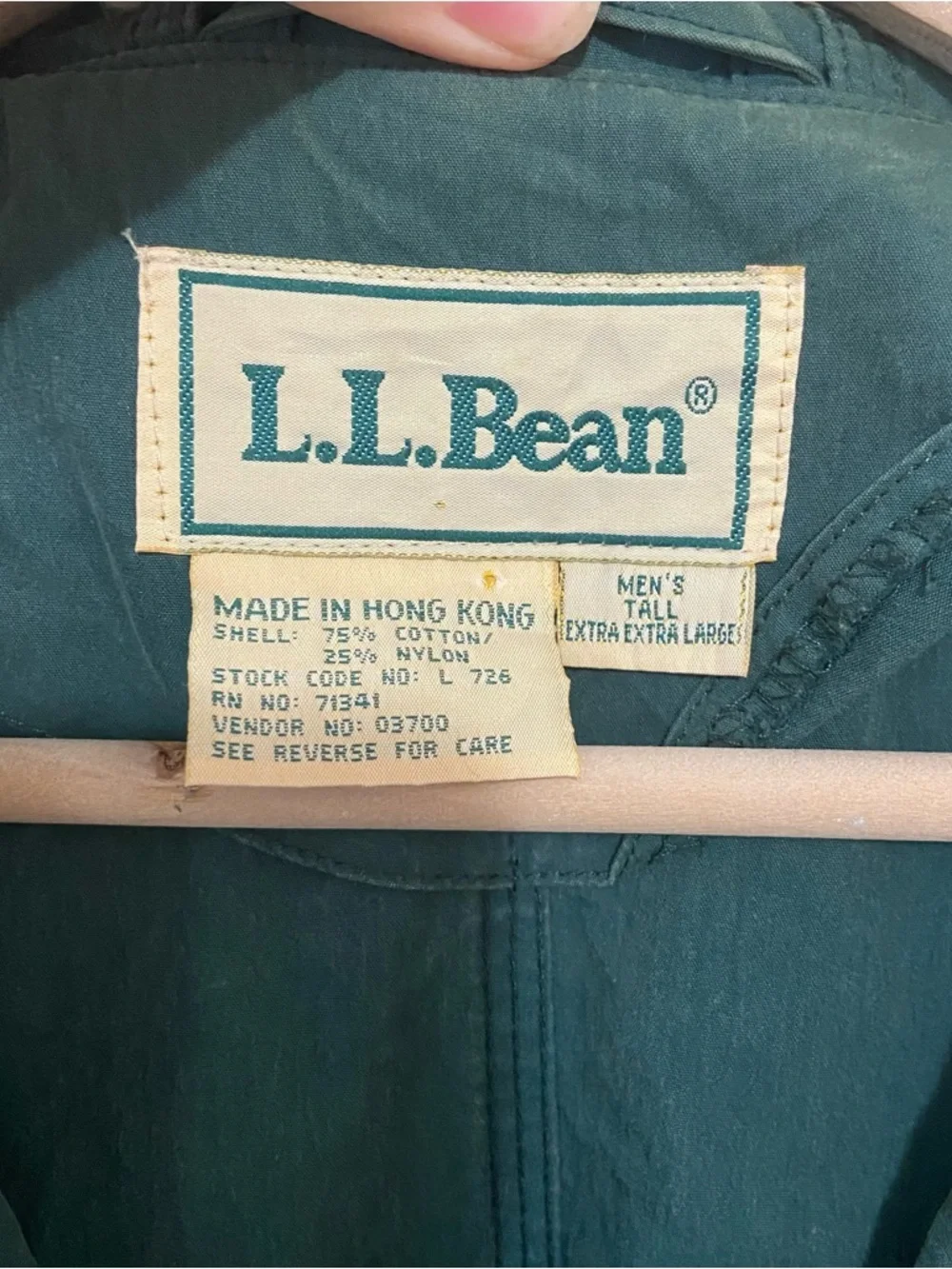 Vintage L.L.Bean Men’s Green Barn Fired Chore Spring Lightweight Coat Jacket XXL - Picture 4 of 12